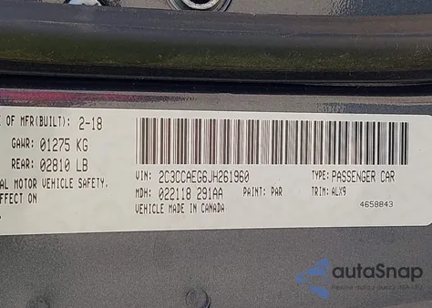 2018 Chrysler 300 Limited из США, поврежденный, VIN 2C3CCAEG6JH261960